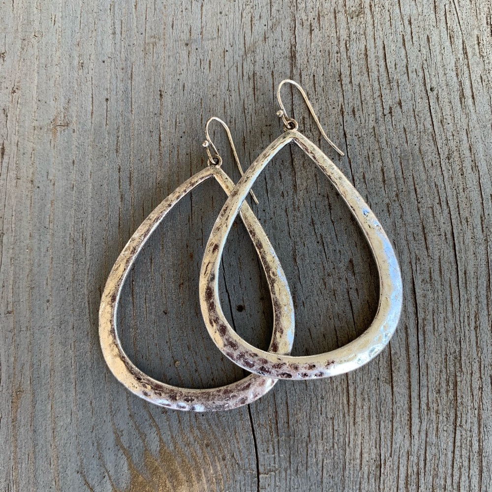 Hammered Sterling Silver Teardrop Earrings